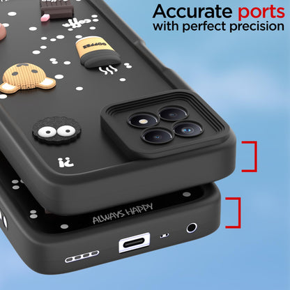 Pikkme Realme Narzo 50 4G / Realme 8i 4G Cute Fun Cartoon 3D Bear Coffee Back Cover (Black)