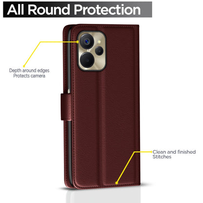 Pikkme Realme 9i 5G Vintage Flip Cover (Brown)