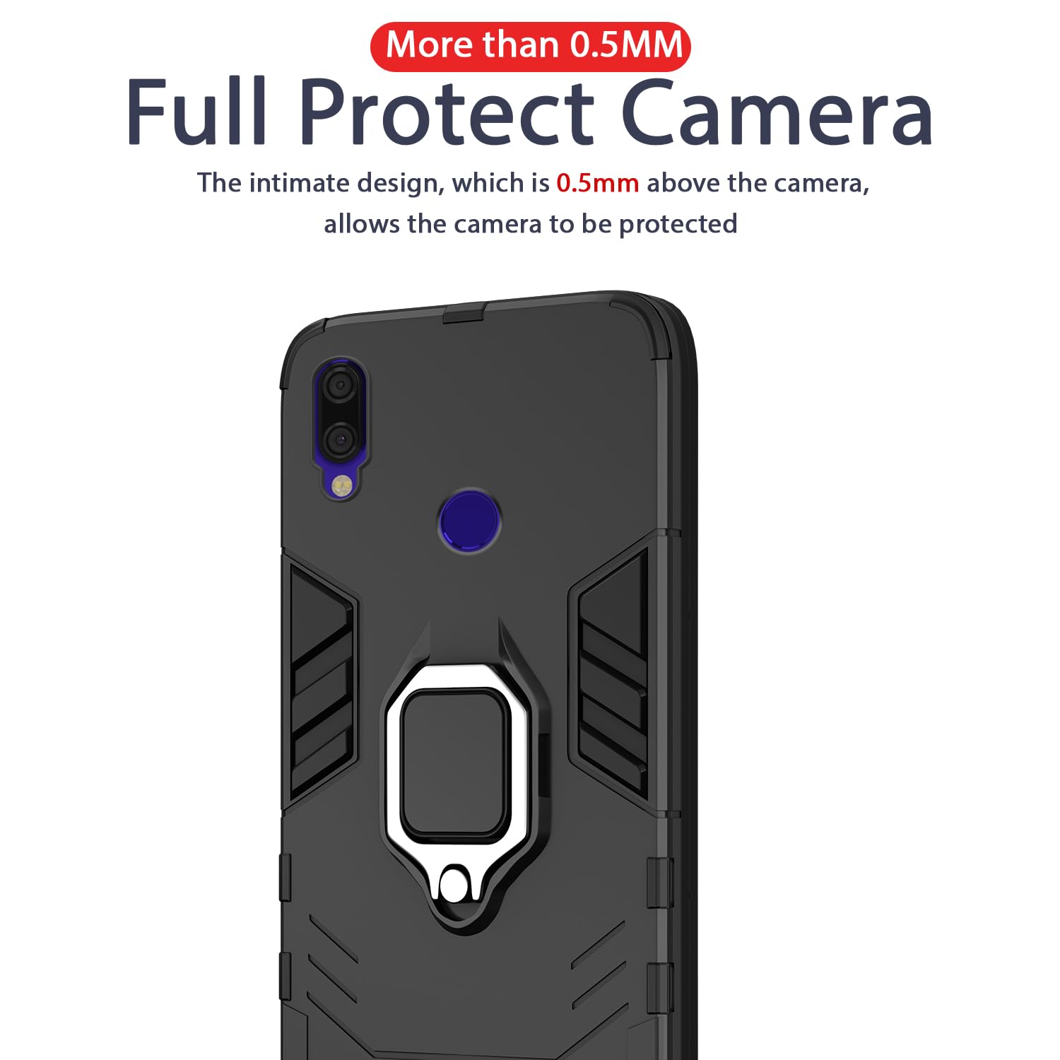 Pikkme Redmi Note 7 / Note 7 Pro/Note 7s D5 Tough Armor Back Cover | Black