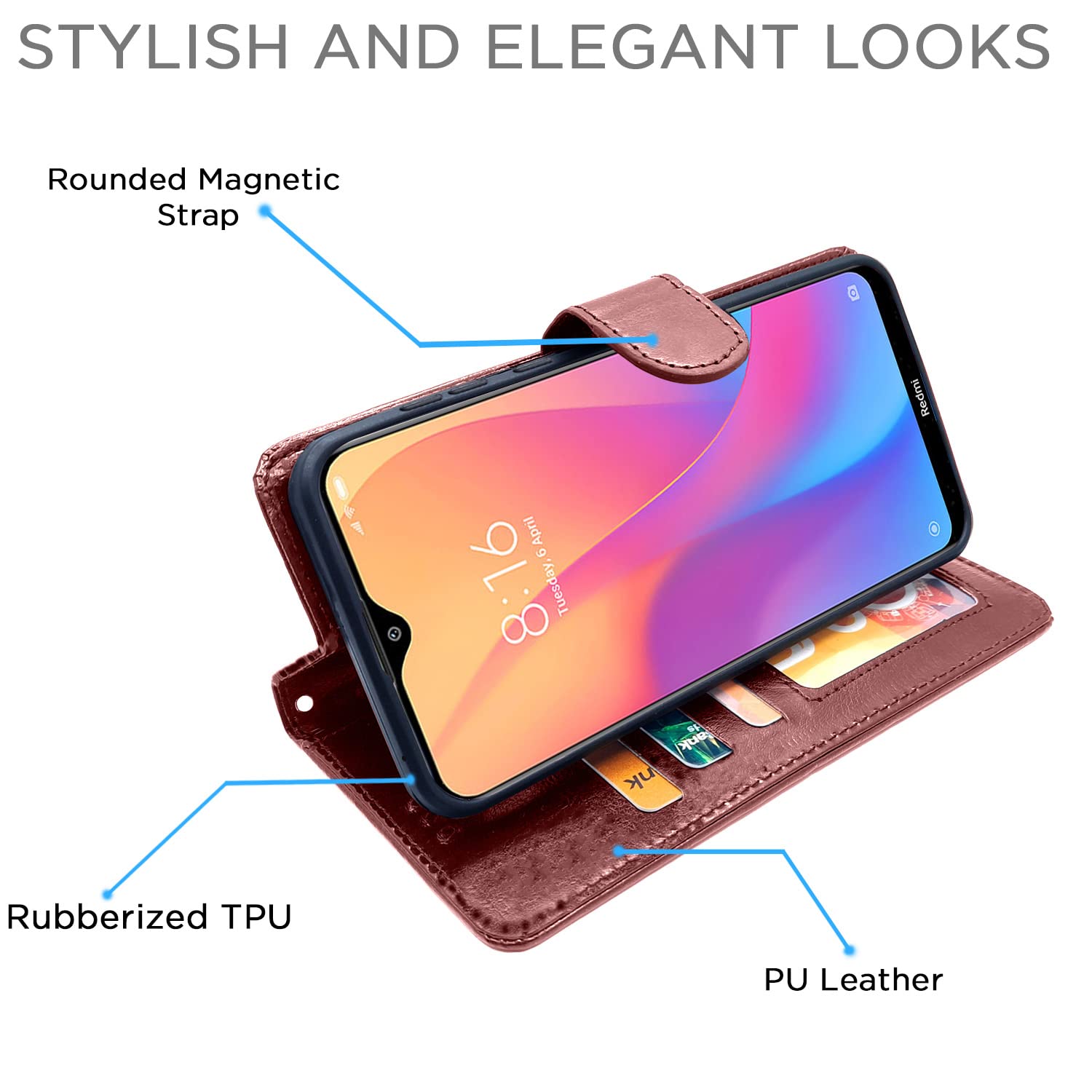 Pikkme Redmi 8A Wallet brown flip cover – photo 5