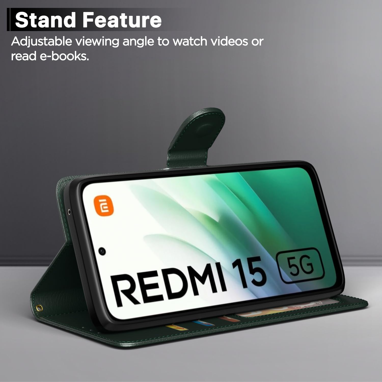 Redmi 15 5G mobile flip cover in green by Pikkme – photo 3