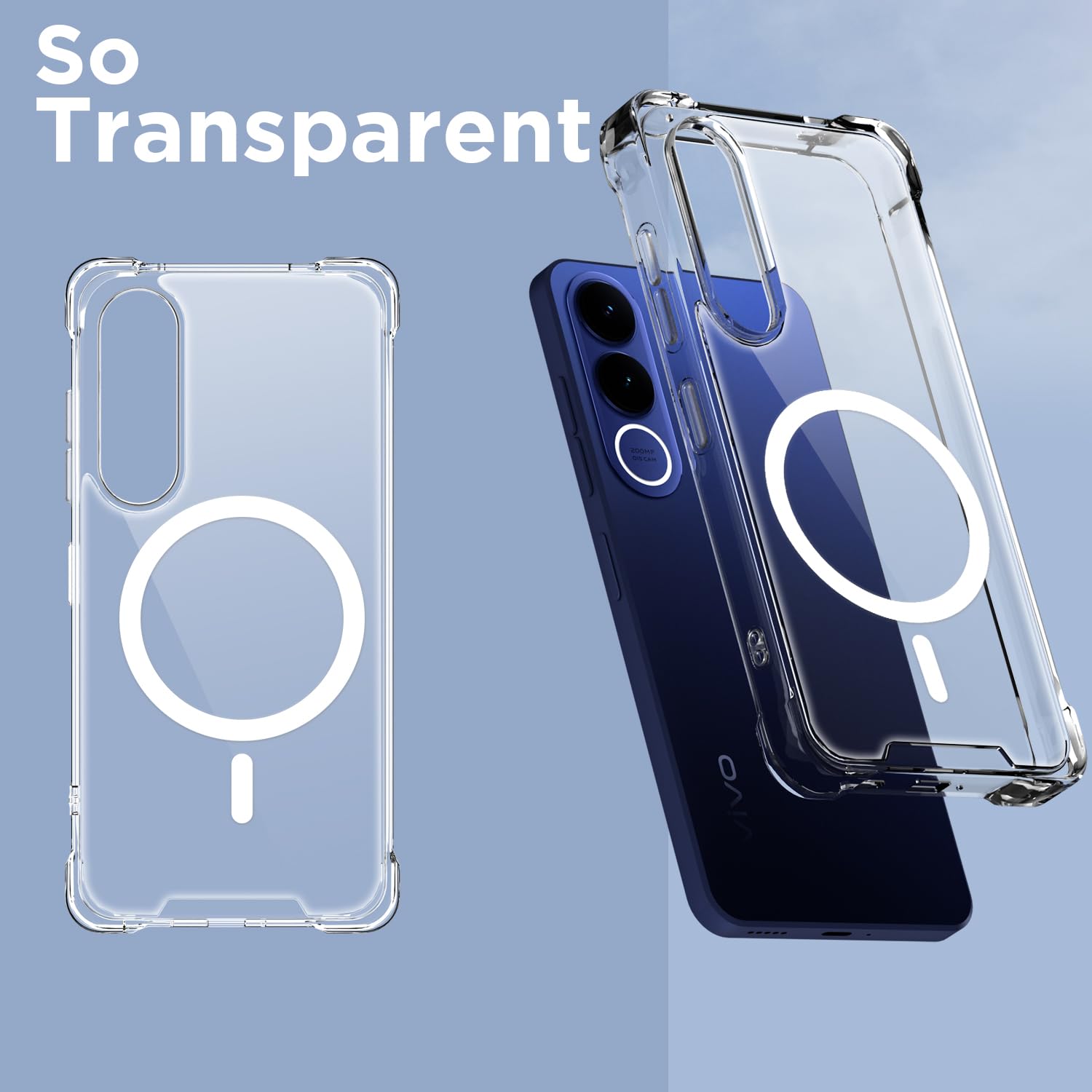 Transparent mag-safe MagSafe back cover for Vivo V70 FE 5G – Pikkme – photo 2