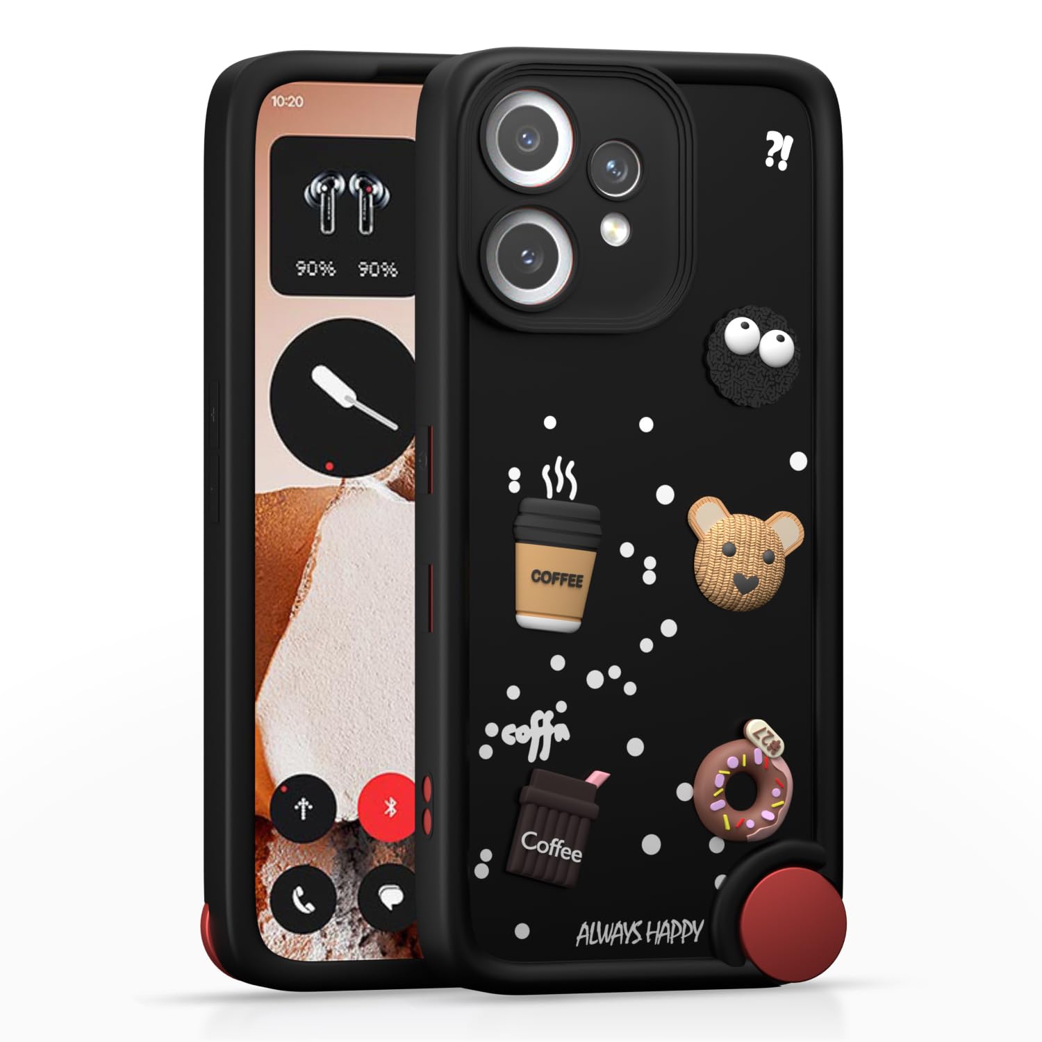 Pikkme CMF by Nothing Phone 2 Pro 5G Cute Fun Cartoon 3D Bear Coffee  Back Cover (Black)