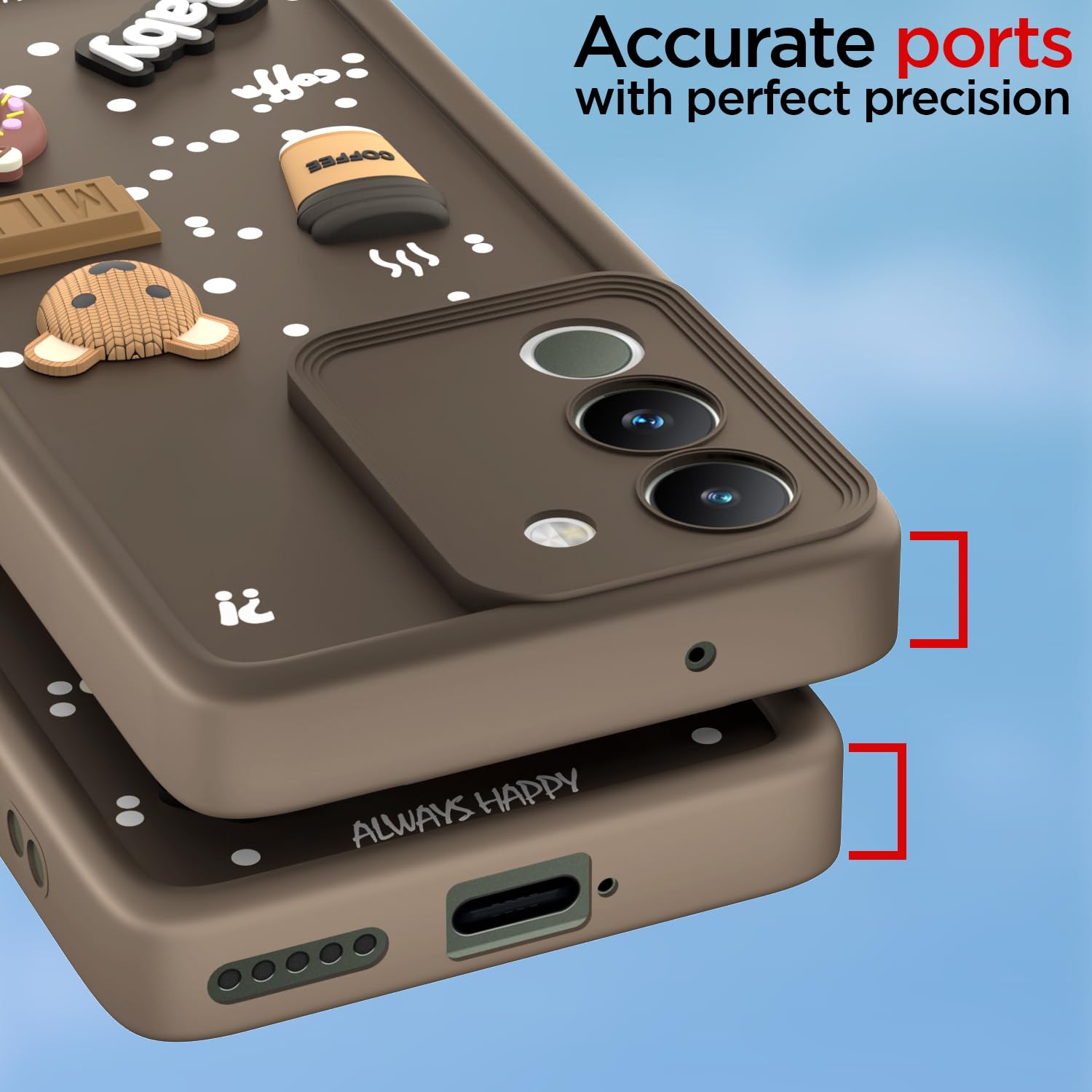 Pikkme Vivo Y200 5G Silicone brown mobile back cover – photo 4