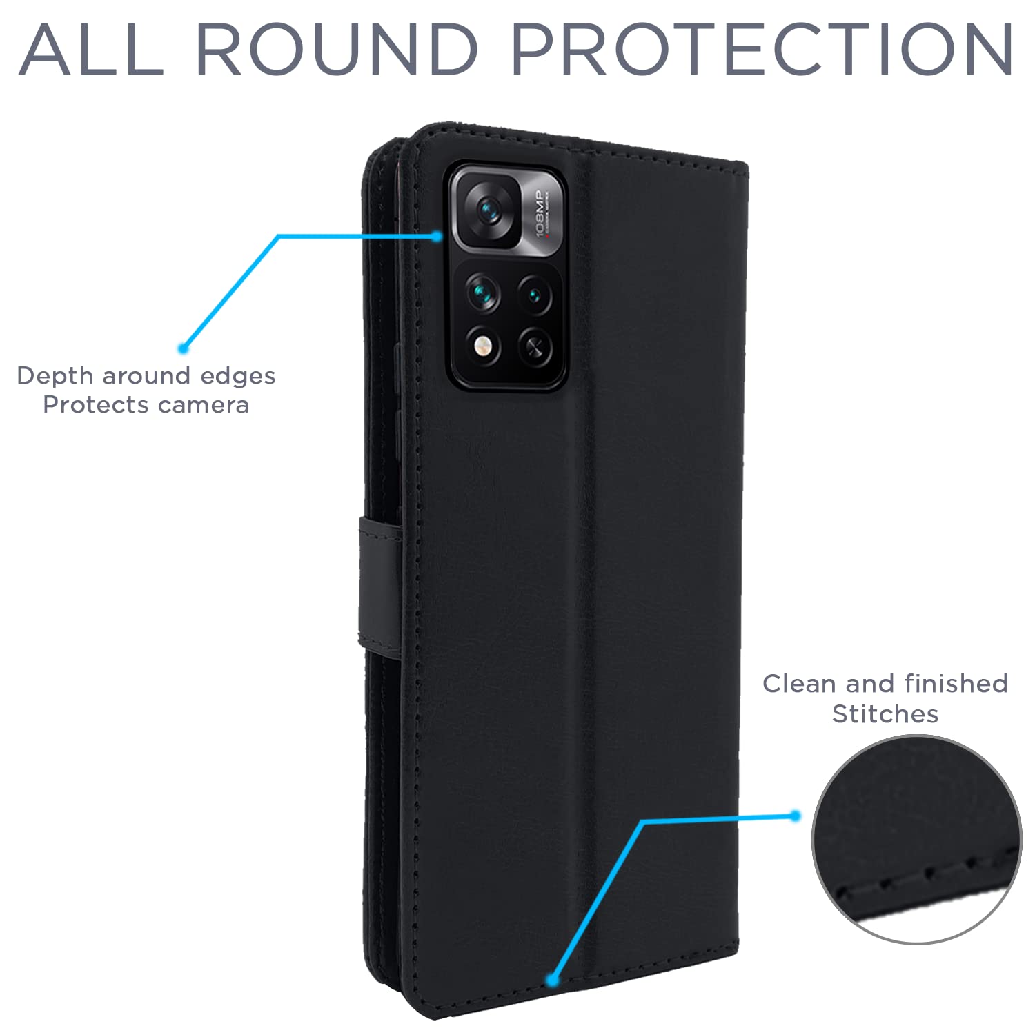 Pikkme Mi 11i 5G / 11i HyperCharge 5G Flip Case  Vintage Flip Cover (Black)