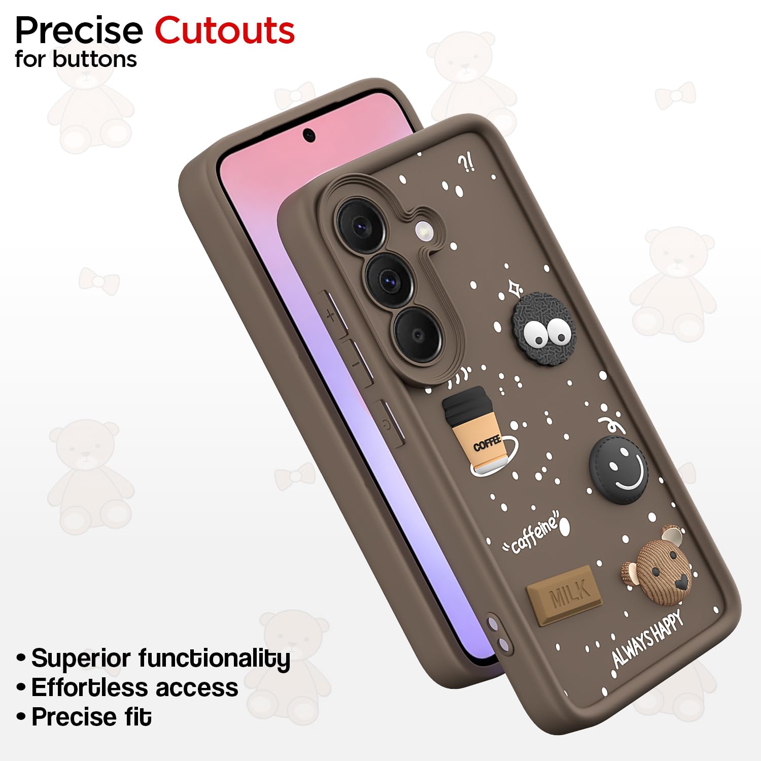 Pikkme Samsung A37 5G Bear Coffee brown mobile back cover – photo 6