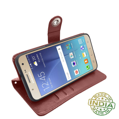 Pikkme button brown Wallet mobile flip cover for Samsung J7 2015/J7 – photo 5