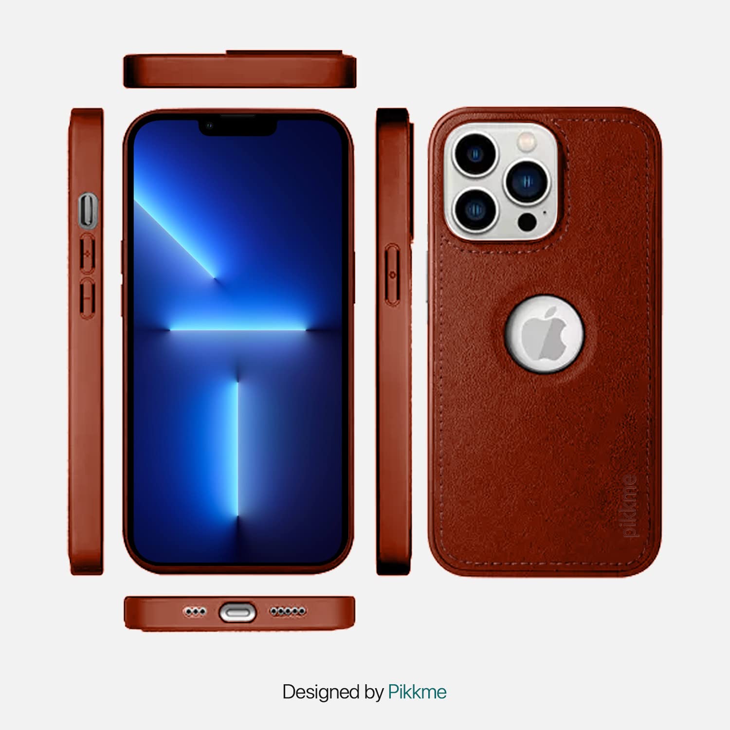 Pikkme iPhone 13 Pro Max Luxe Series | Velvet Cloth Inside PU Leather Back Case (Brown)