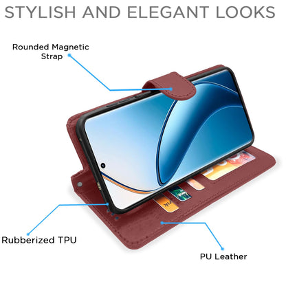 Pikkme Realme 12 Pro/12 Pro Plus 5G brown wallet flip cover – photo 3