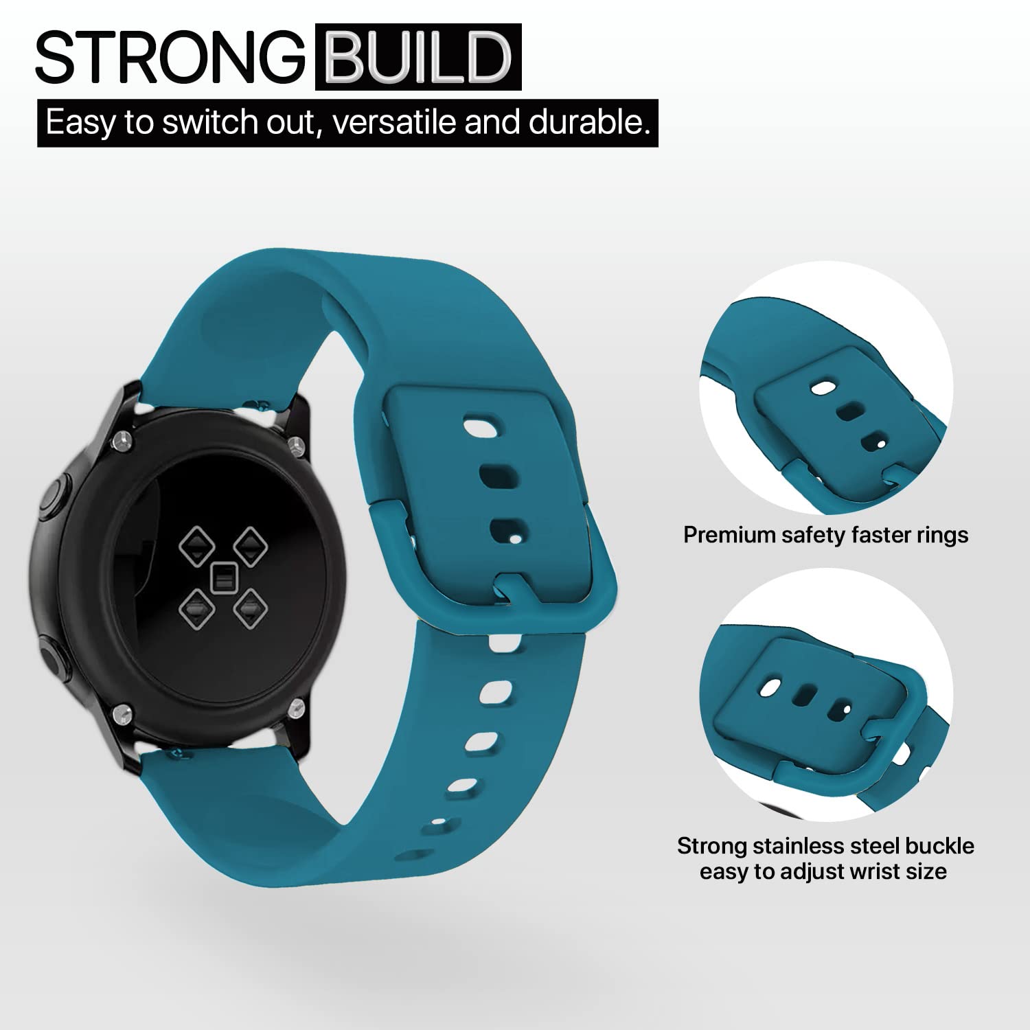 Pikkme Silicone Watch Strap (Turquoise Blue) – photo 3