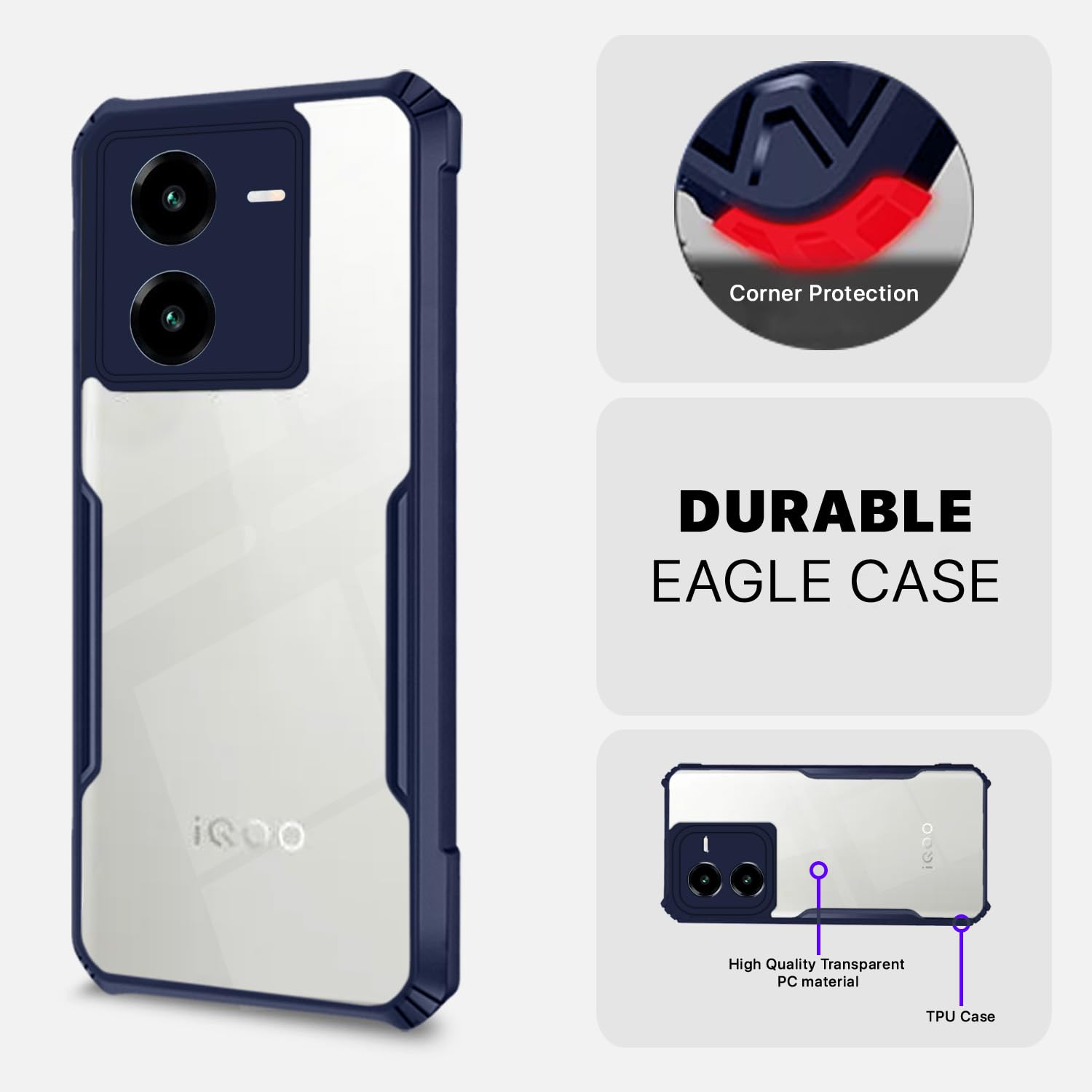 Blue Hybrid mobile cover for iQOO Z8 5G – Pikkme – photo 5