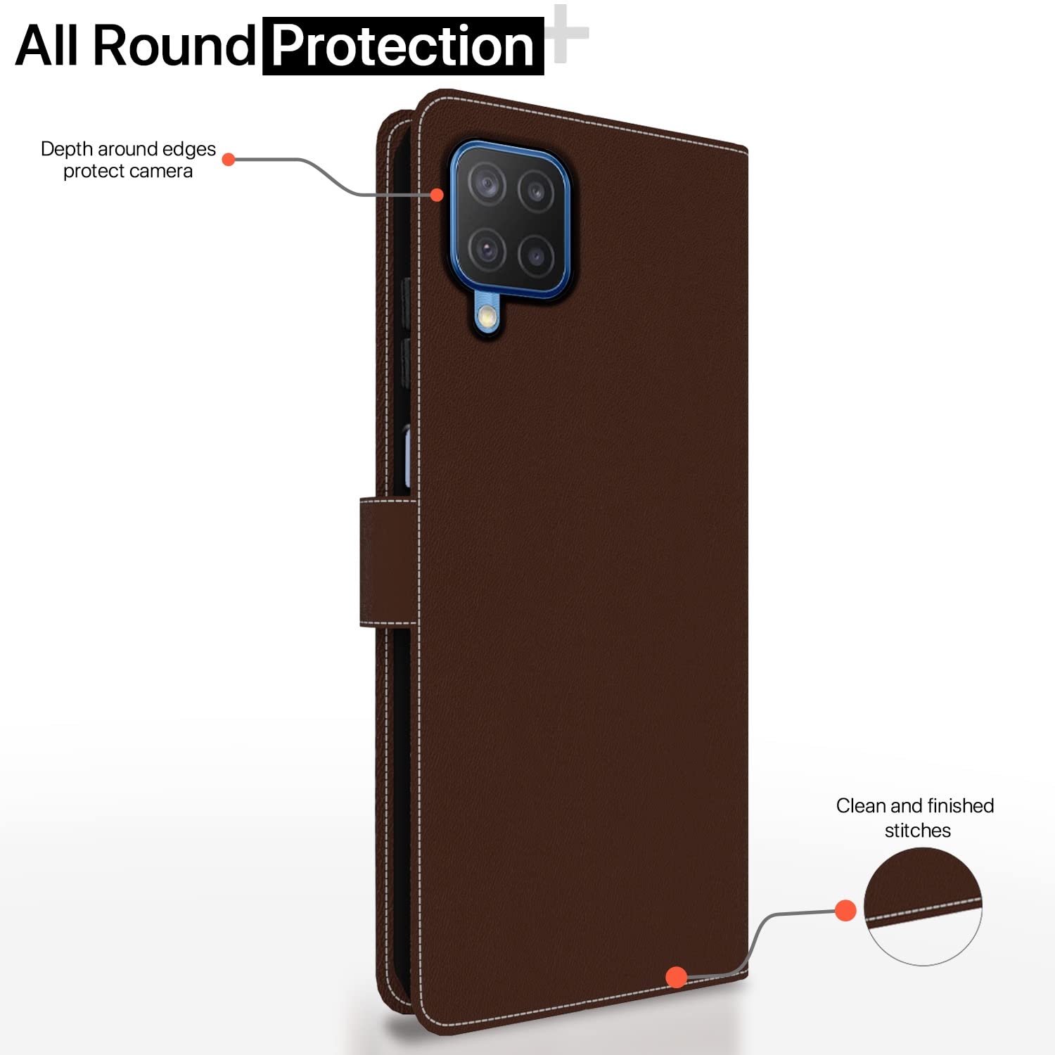 Pikkme brown & coffee Magnetic mobile flip cover for Samsung M12/A12/F12 – photo 4