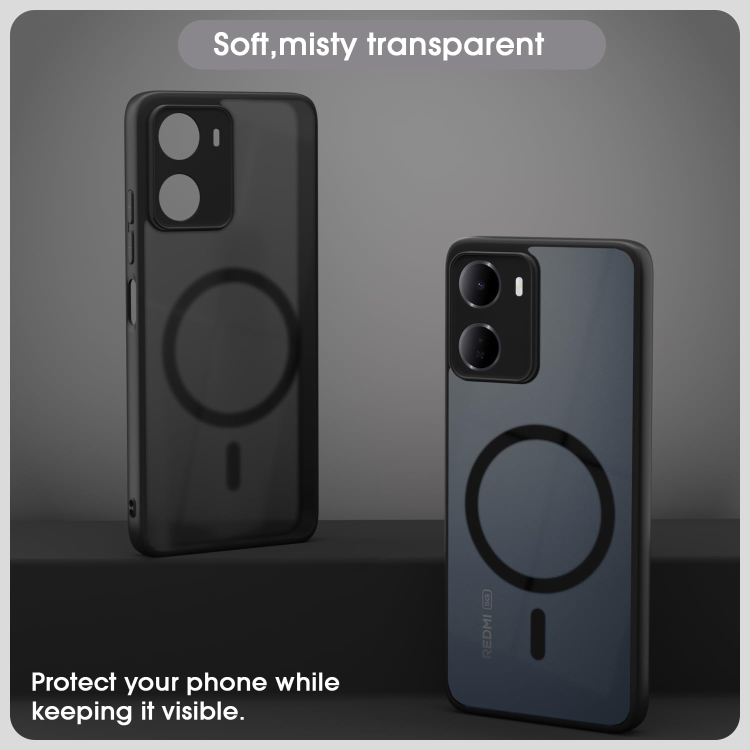 Pikkme Redmi 15A 5G MagSafe black smoke mag-safe back cover – photo 3