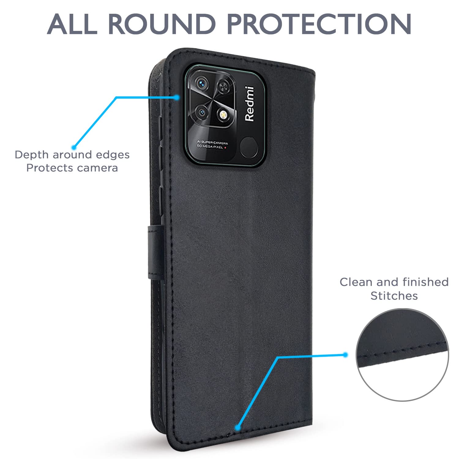 Redmi 10/10 Power mobile flip cover in black by Pikkme – photo 4