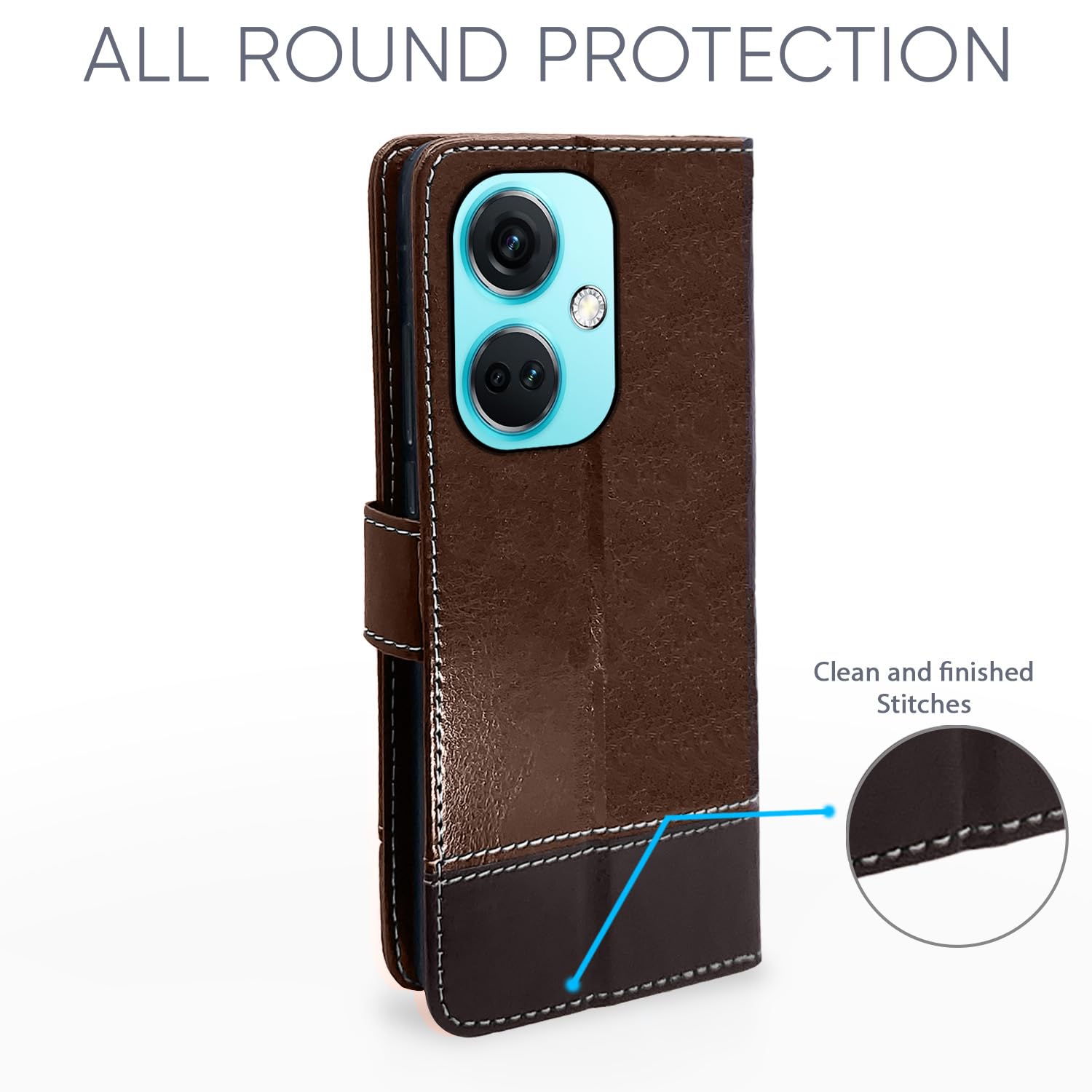 Pikkme brown & coffee Magnetic wallet flip cover for OnePlus Nord CE 3 5G – photo 4