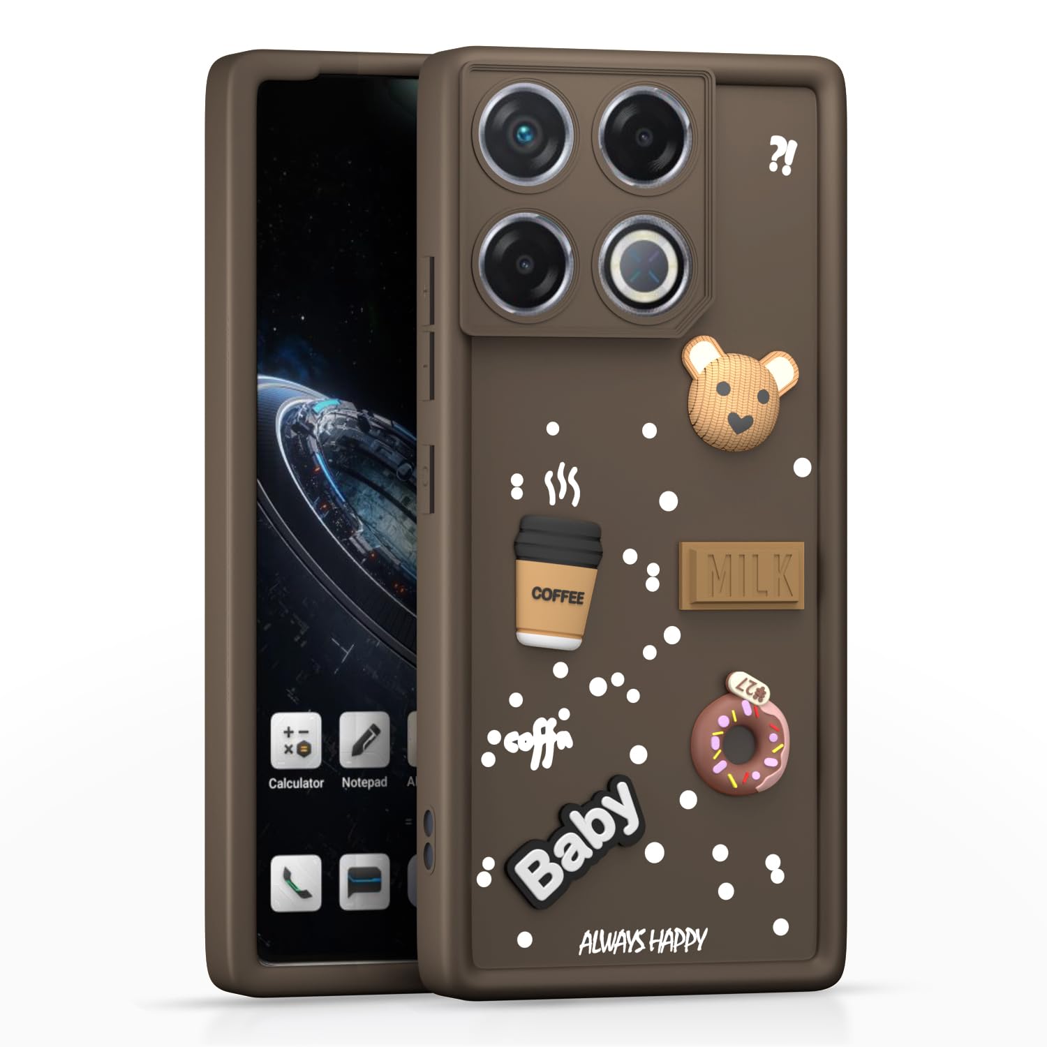 Pikkme Infinix GT 20 Pro 5G Cute Fun Cartoon 3D Bear Coffee Back Cover (Brown)