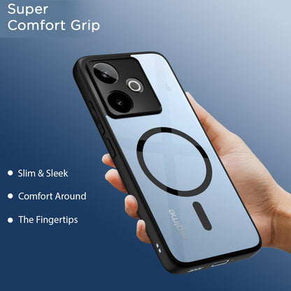 Pikkme Realme GT 7 5G / GT 7T 5G Eagle 2 Mag-Safe Shockproof Hard Transparent Back Cover (Black)