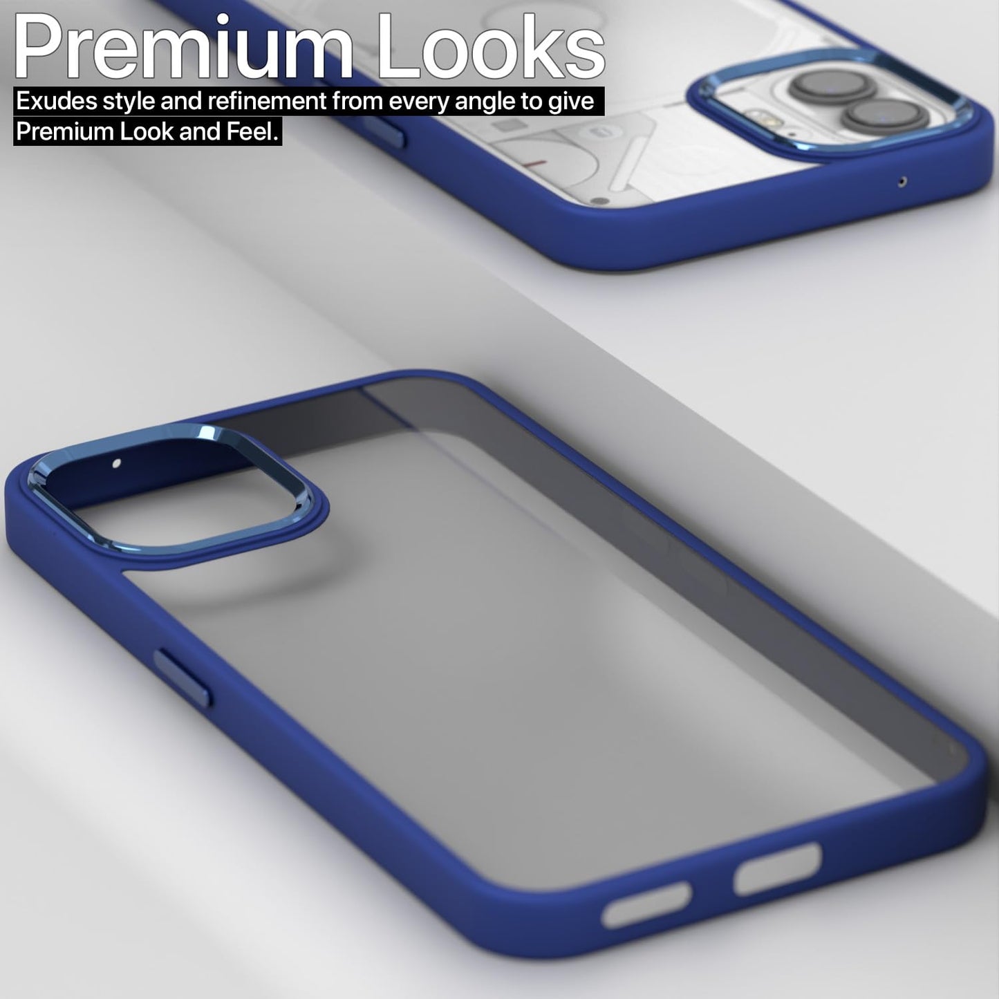 Pikkme Nothing Phone 2 Metal Chrome Ring Back Case (Dark Blue)