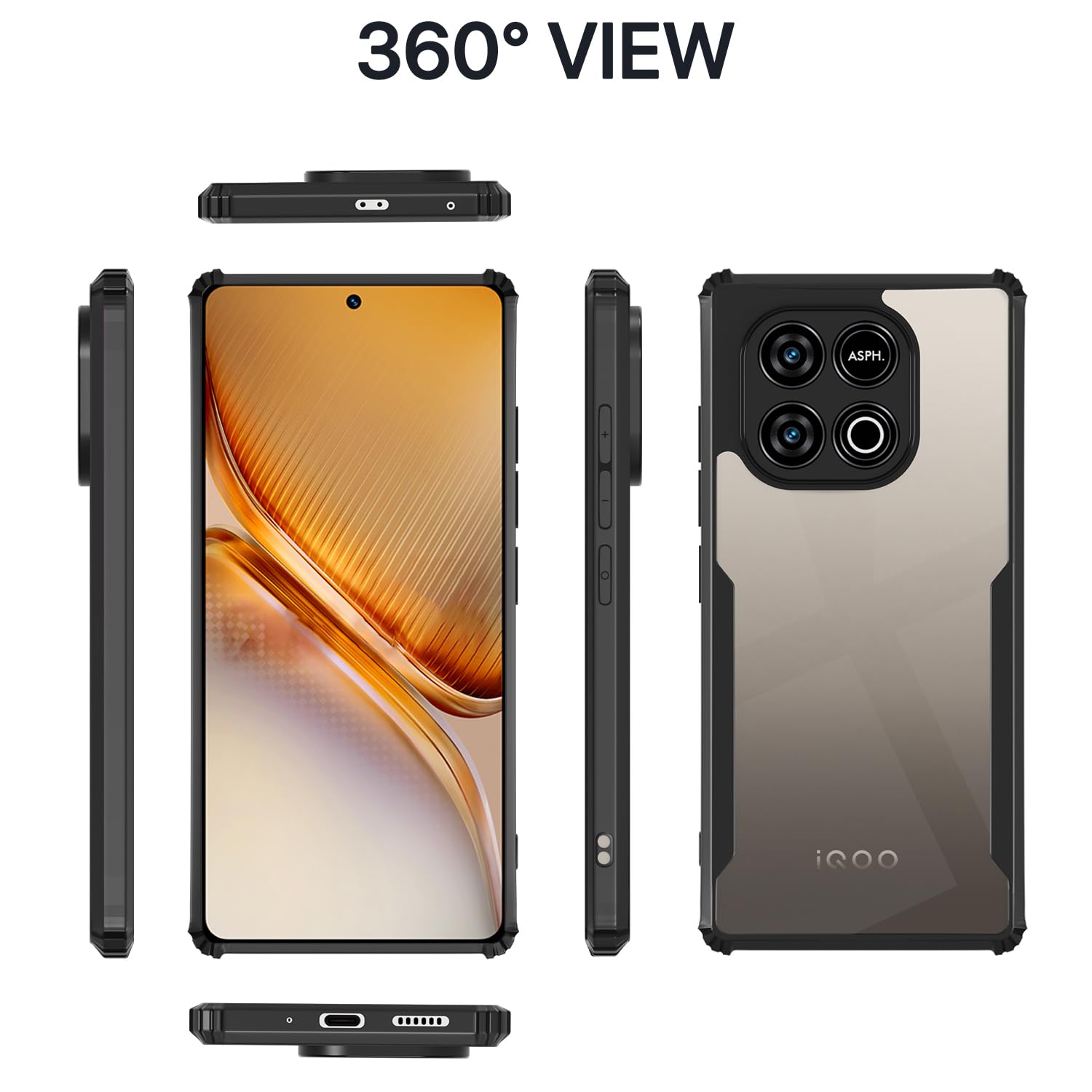 Pikkme iQOO Neo 10 5G / Vivo Y300 GT 5G  Eagle Crystal Clear Transparent Back Cover (Black)