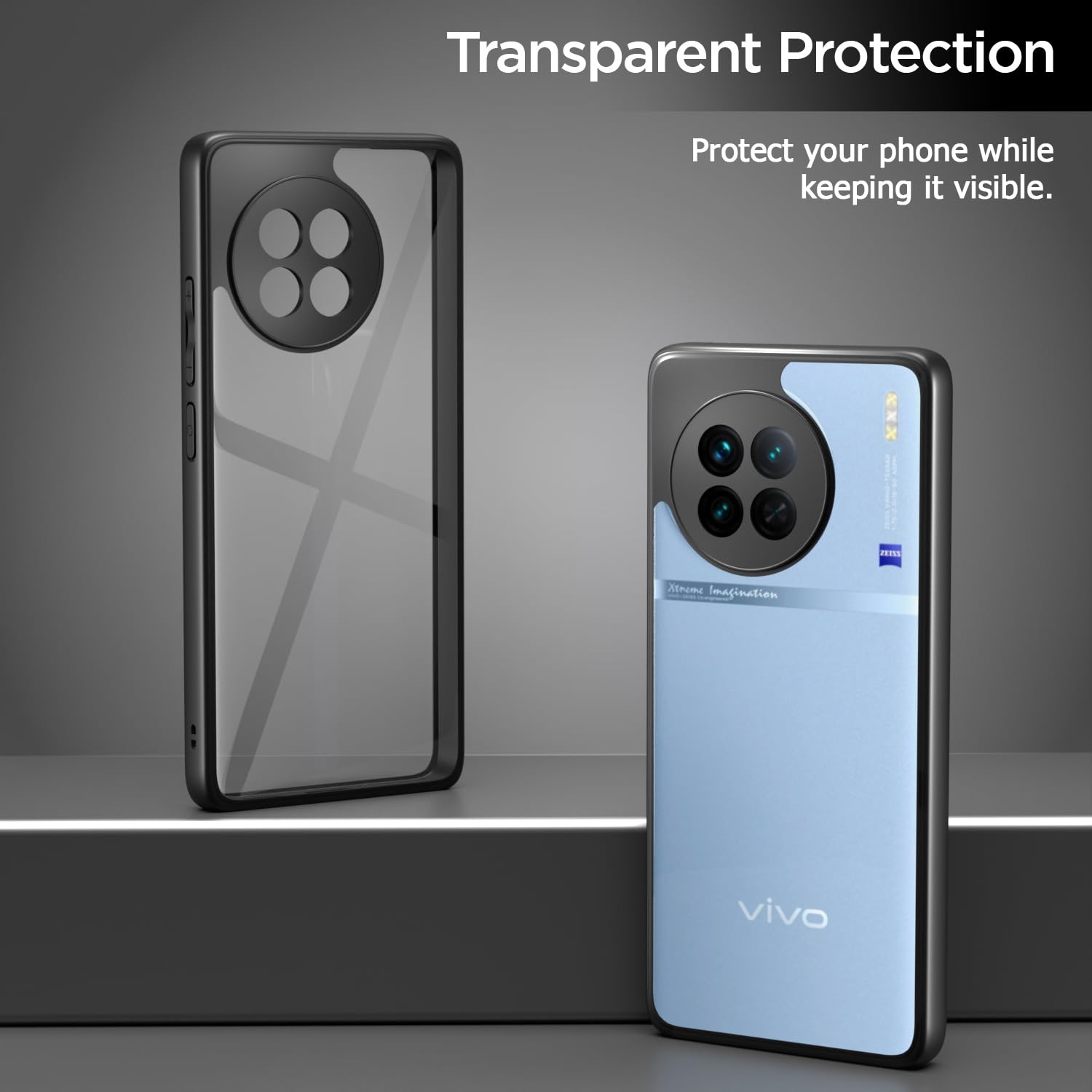 Vivo X90 5G Clear mobile back cover in black by Pikkme – photo 3