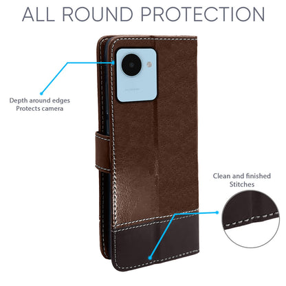 Pikkme brown & coffee Magnetic mobile flip cover for Realme C30/Narzo 50i Prime – photo 4