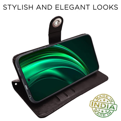Realme 13 Plus 5G/P1 Button wallet flip cover in coffee by Pikkme – photo 3
