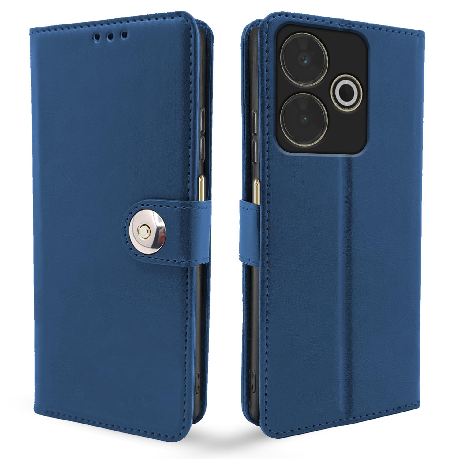Redmi 13/Poco M6 Plus 5G Button flip cover in blue by Pikkme