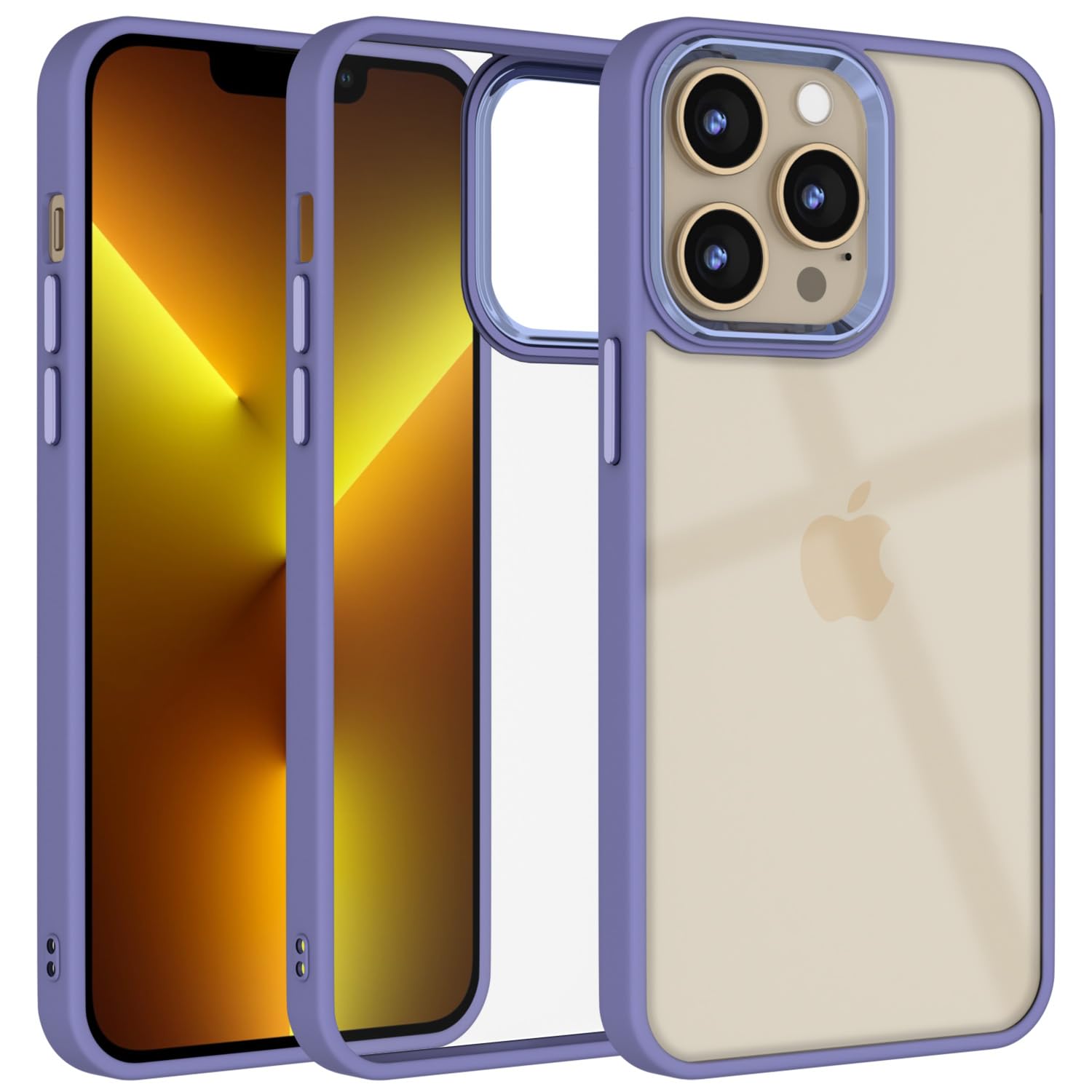 Pikkme iPhone 13 Pro Electroplated Crome Metal Ring Back Cover (Purple)