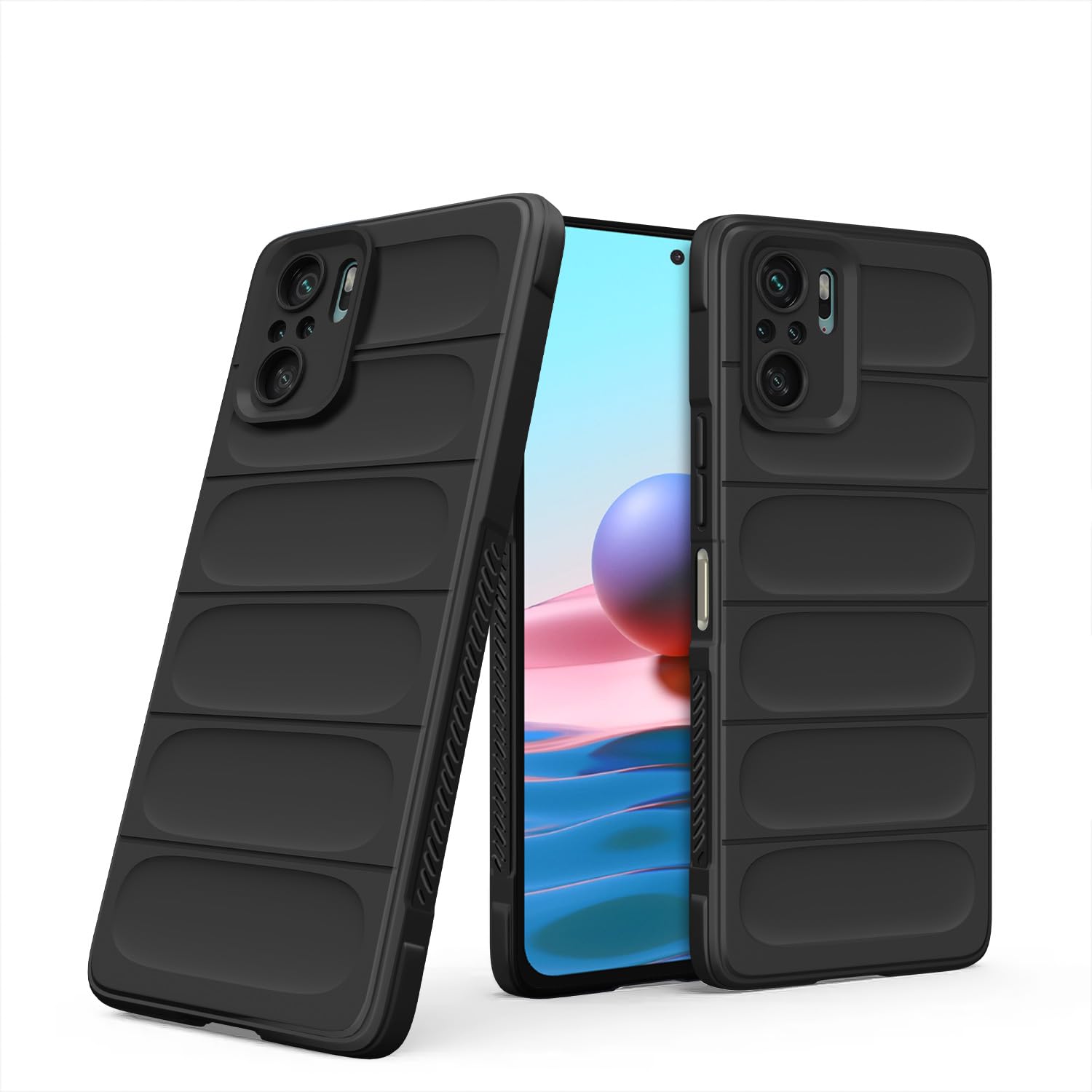 Black Liquid Silicone mobile back cover for Redmi Note 10 4G/Note 10S – Pikkme