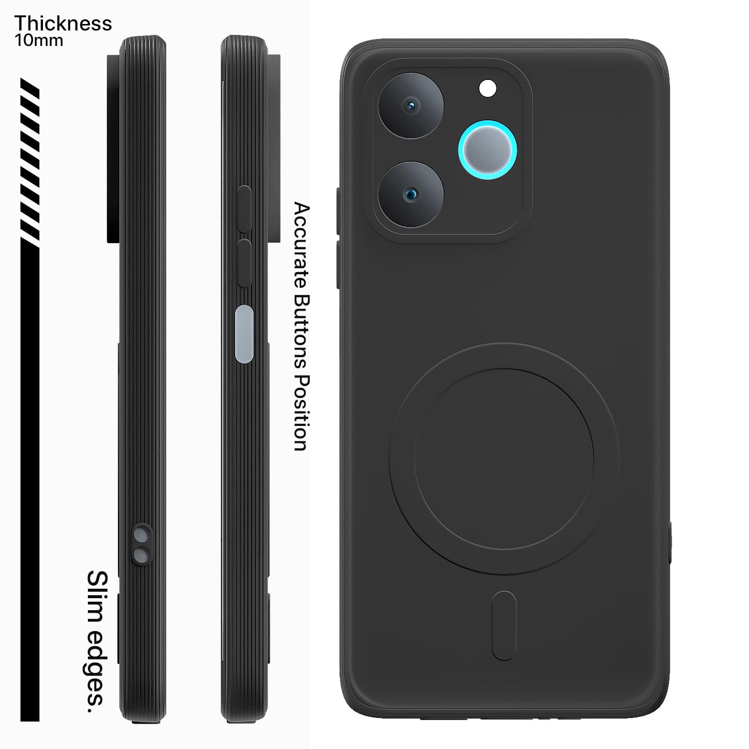 Pikkme black MagSafe phone cover for Realme P4 Lite 4G – photo 3