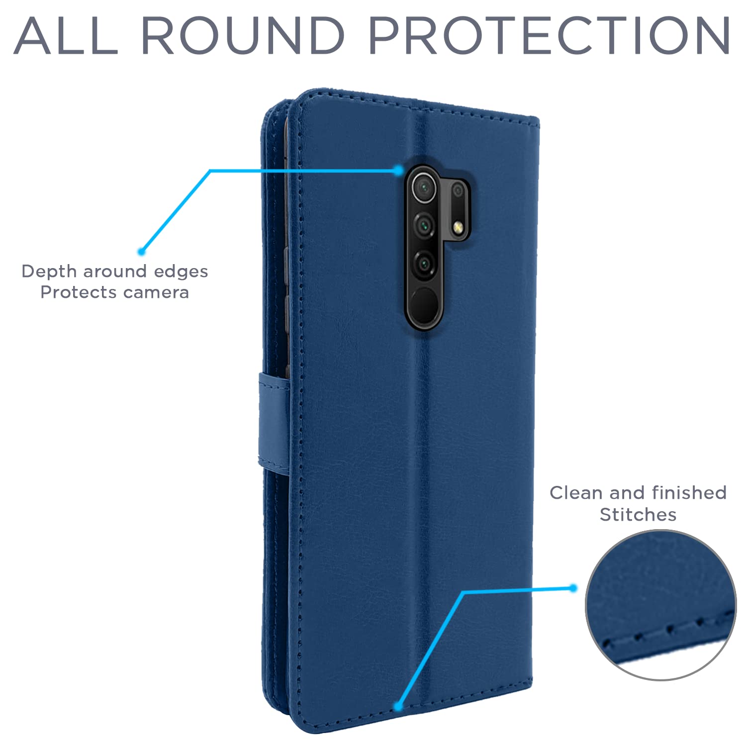 Pikkme Poco M2 Vintage Flip Cover (Blue)
