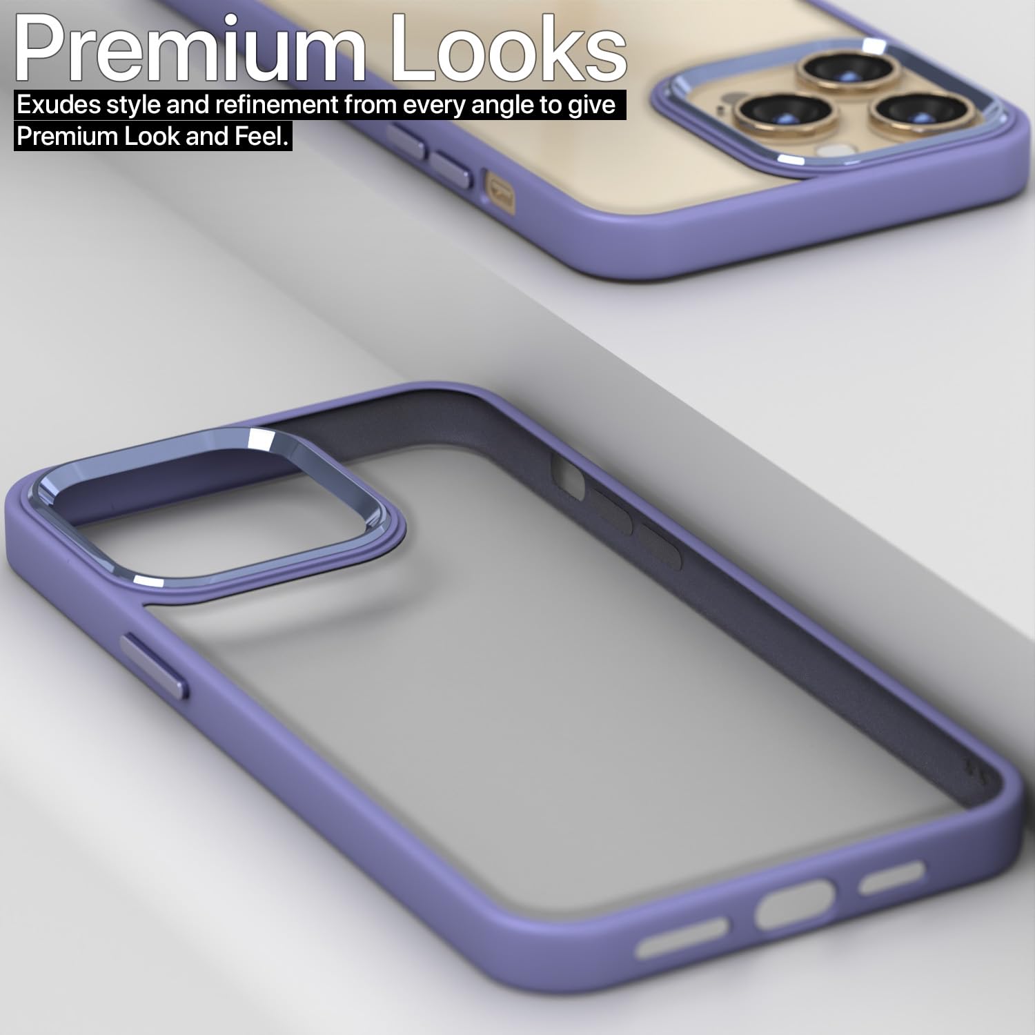 Pikkme iPhone 13 Pro Max Electroplated Crome Metal Ring Back Cover (Purple)