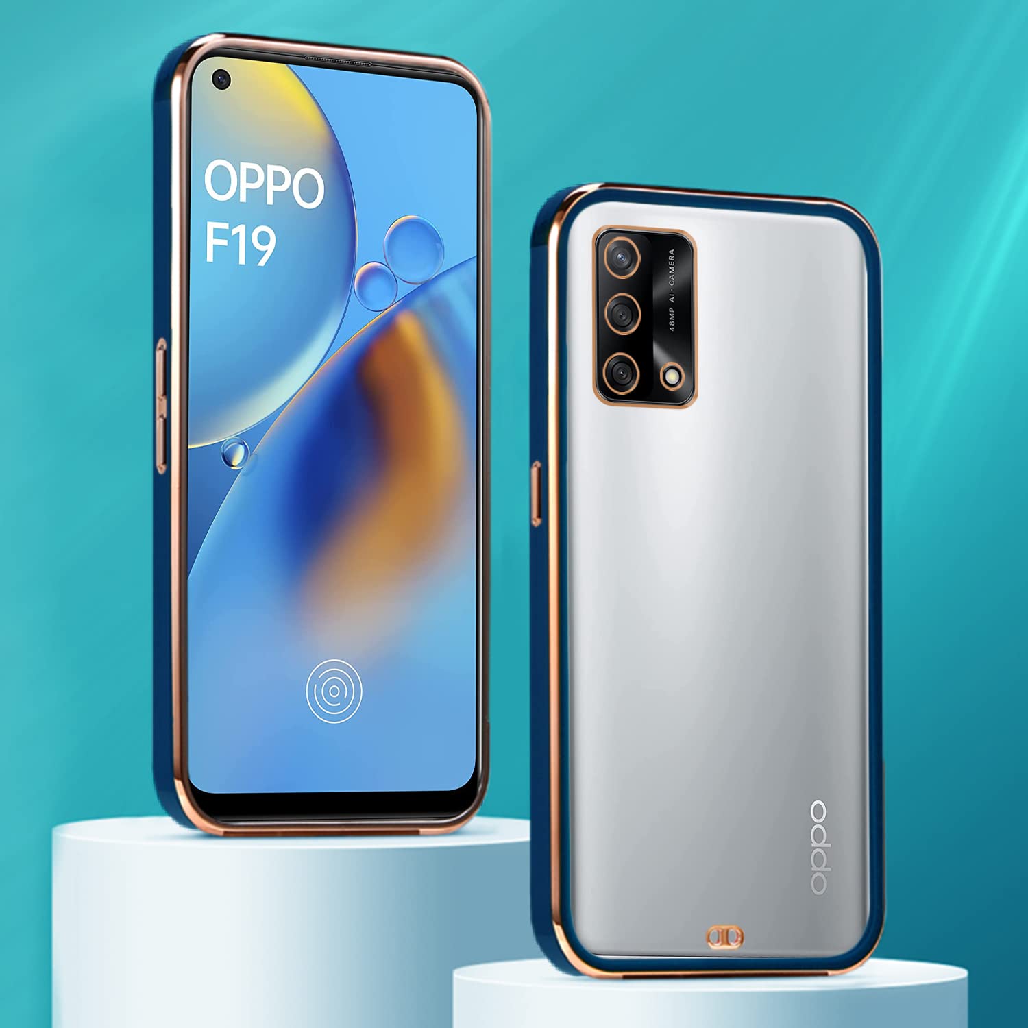Oppo F19 Chrome mobile back cover in blue by Pikkme – photo 3