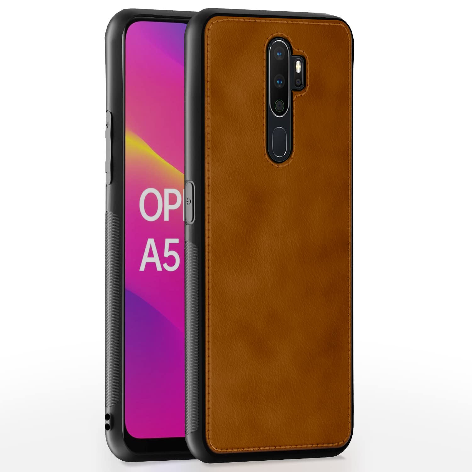 Pikkme brown Leather back cover for Oppo A5 2020/A9 2020