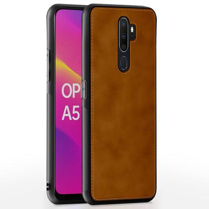 Pikkme brown Leather back cover for Oppo A5 2020/A9 2020