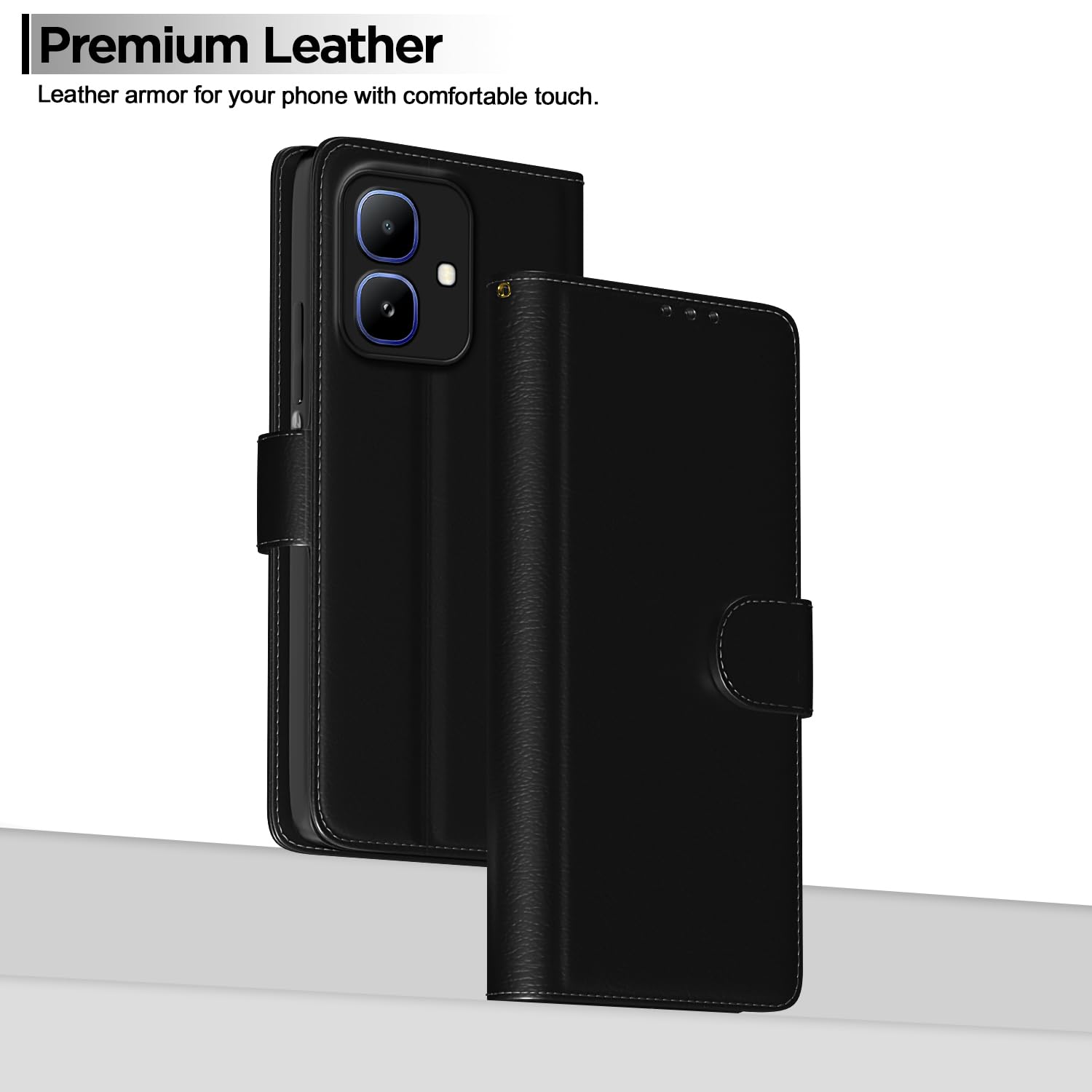 Infinix Smart 20 Wallet flip case in black by Pikkme – photo 2