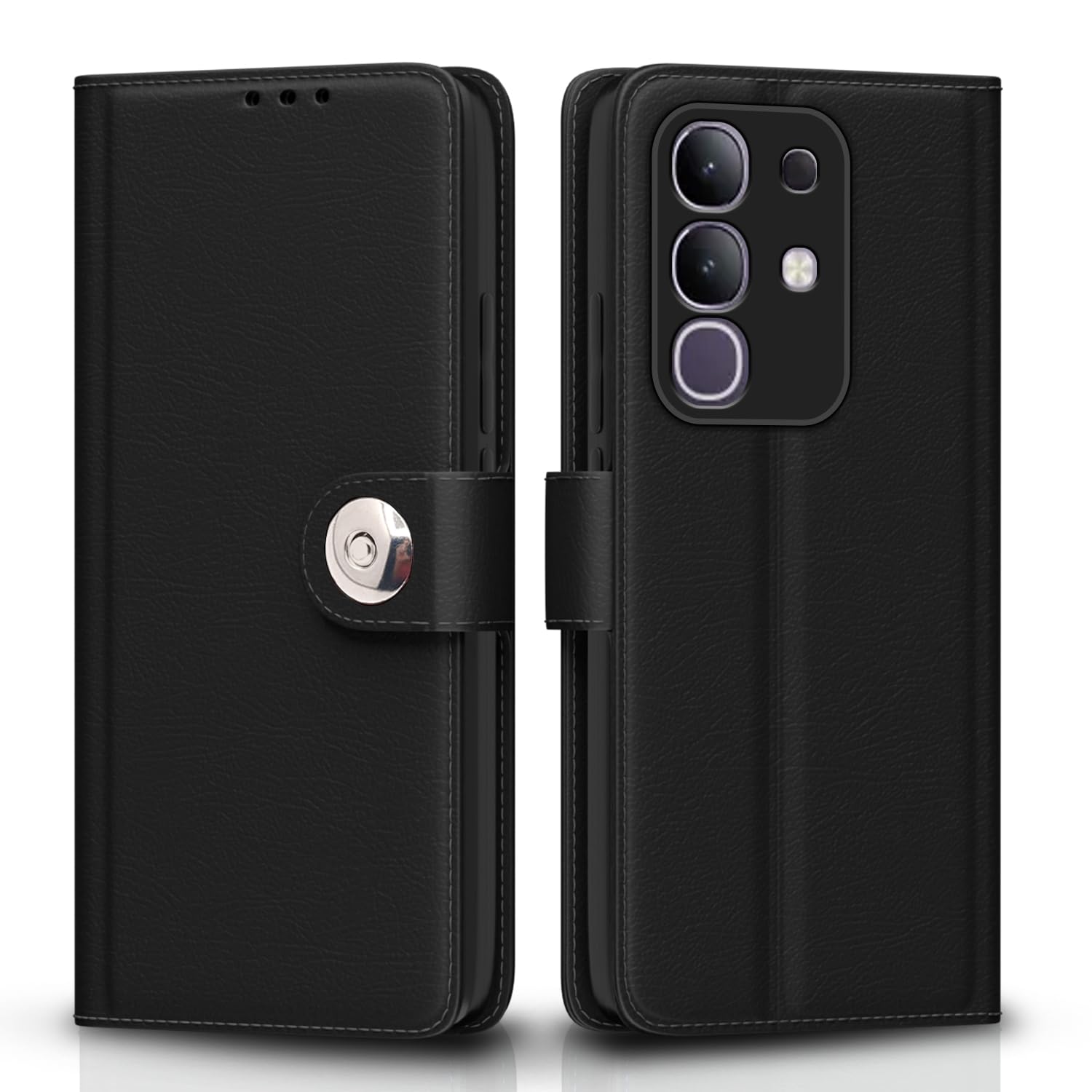Pikkme black mobile flip cover for Vivo T4x/iQOO Z10x/Y31 Pro 5G