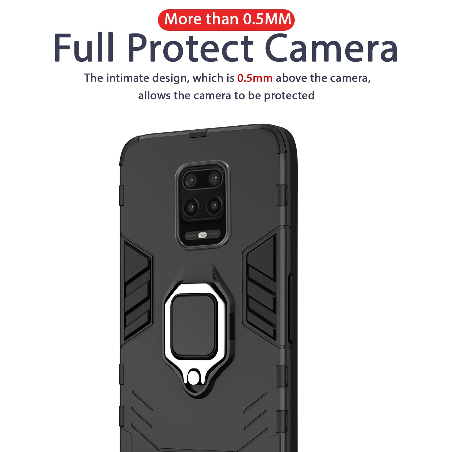 Pikkme Redmi Note 10 Lite/Redmi Note 9 Pro/Note 9 Pro Max D5 Tough Armor Back Cover | Black