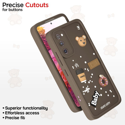 Pikkme Samsung Galaxy S20 FE 5G Cute Fun Cartoon 3D Bear Coffee Back Cover (Brown)