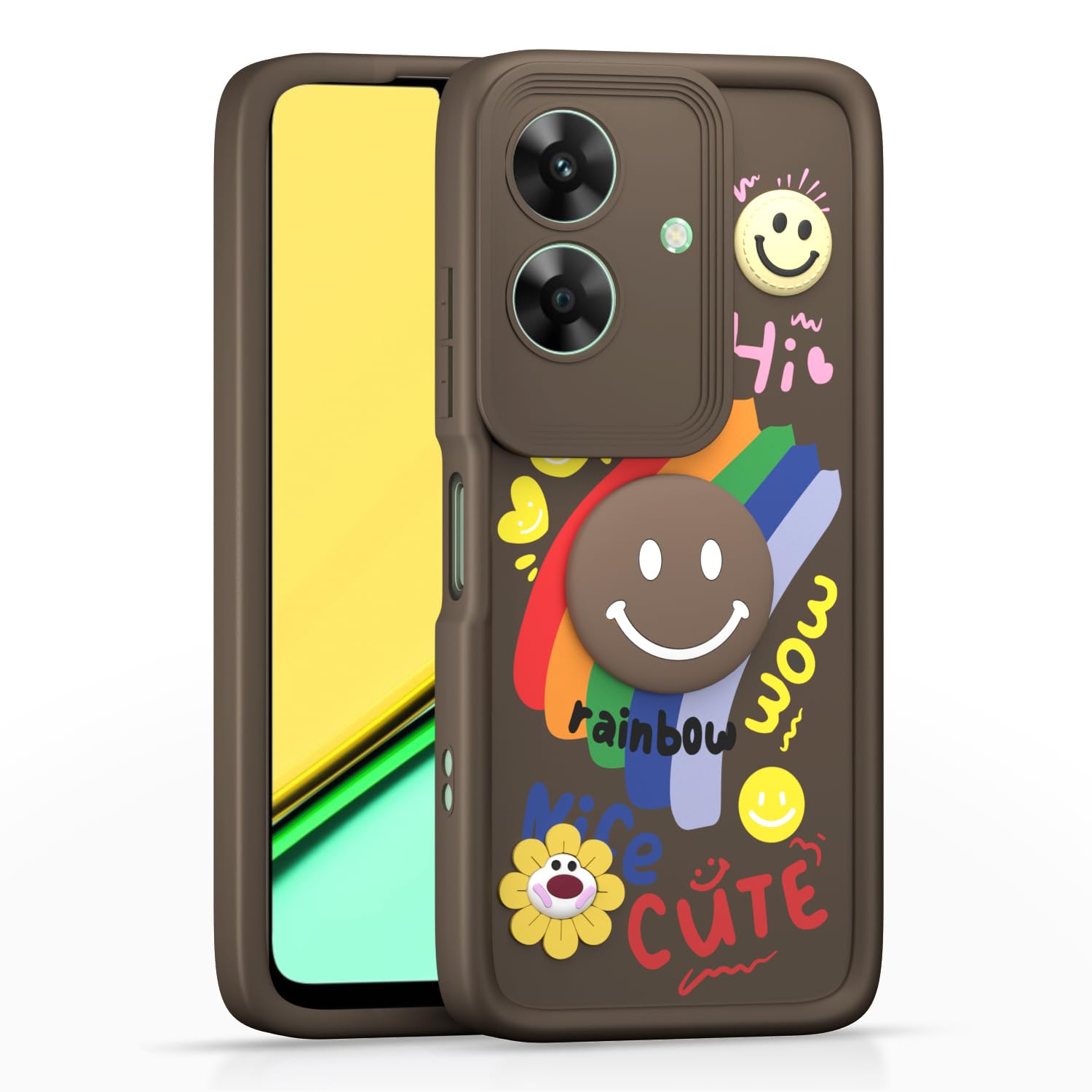 Realme Narzo N61/C61 4G Soft Silicone phone cover in brown by Pikkme