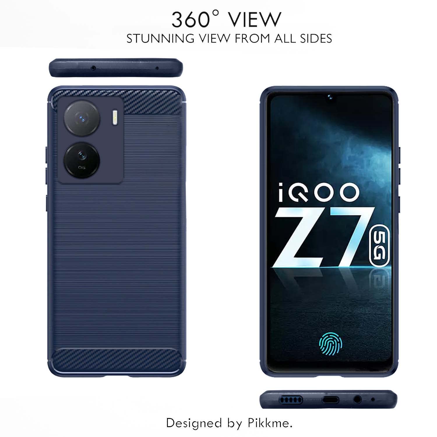 Pikkme iQOO Z7 5G / iQOO Z7s 5G Hybrid Carbon Fiber Back Cover | Blue