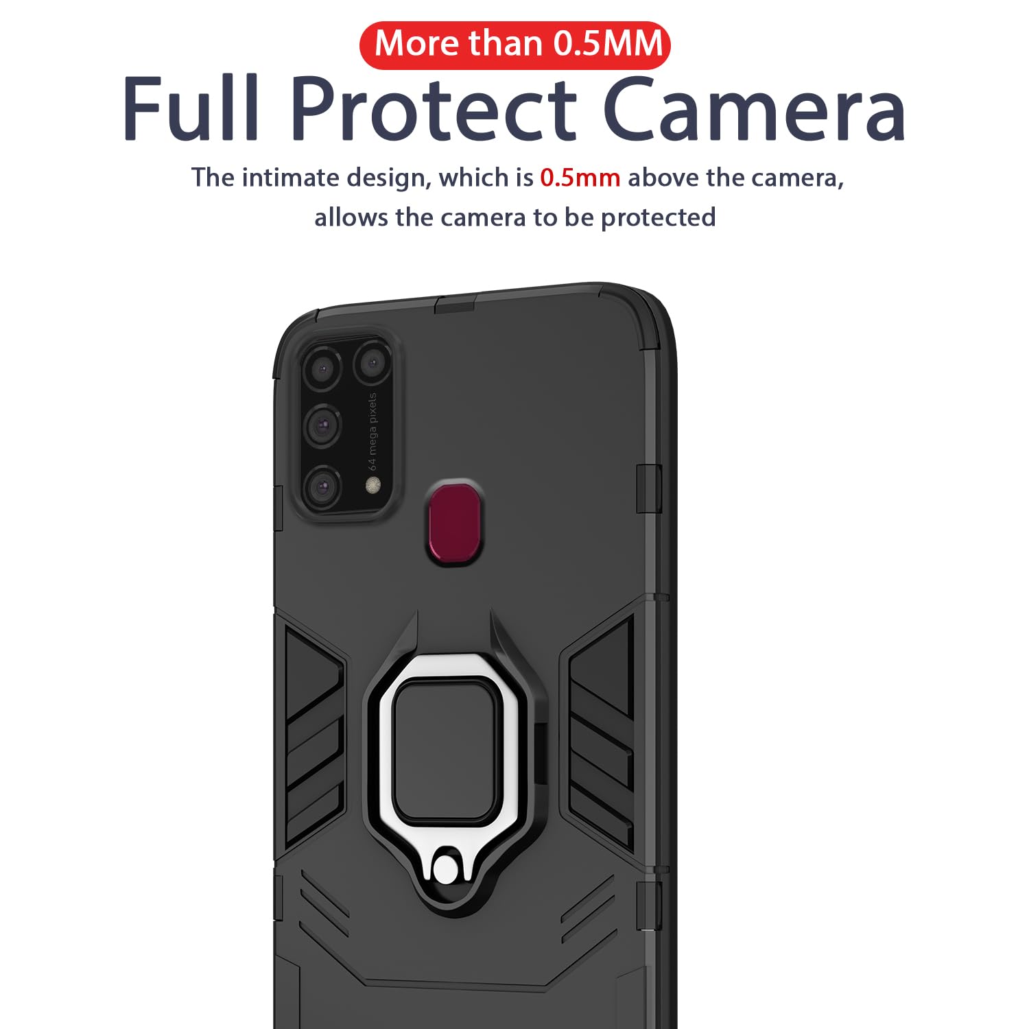 Pikkme Samsung Galaxy M31 / M31 Prime / F41 D5 Tough Armor Back Cover | Black