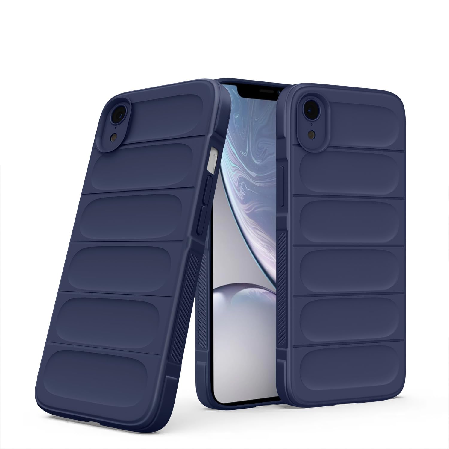 Pikkme iPhone Xr ZigZag Soft matte Liquid Silicone Back Cover (Blue)