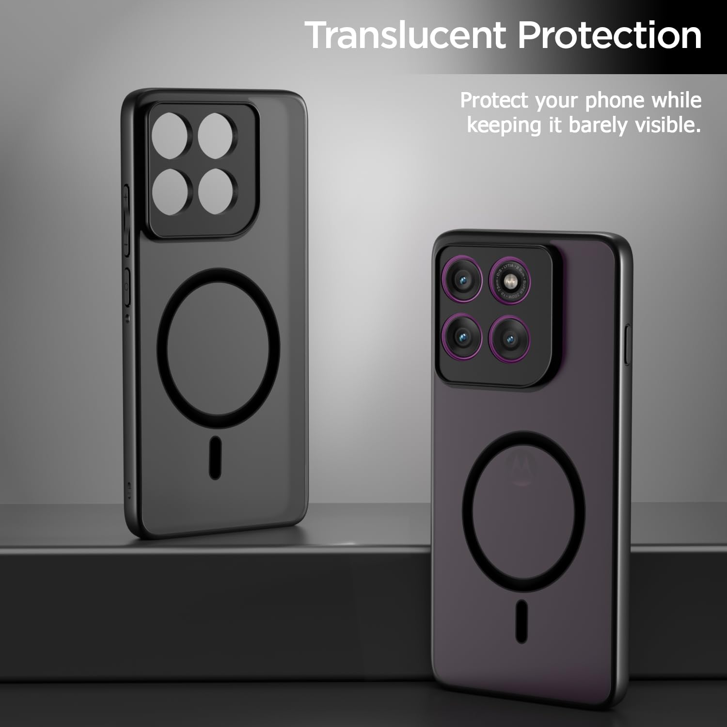 Pikkme Motorola Moto Edge 60 Pro 5G Eagle 2 Mag-Safe Smoke Shockproof Hard Transparent Back Cover (Black)