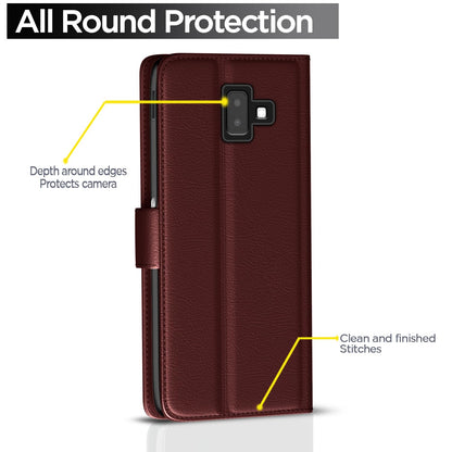 Samsung J6 Plus Wallet mobile flip cover in brown by Pikkme – photo 4