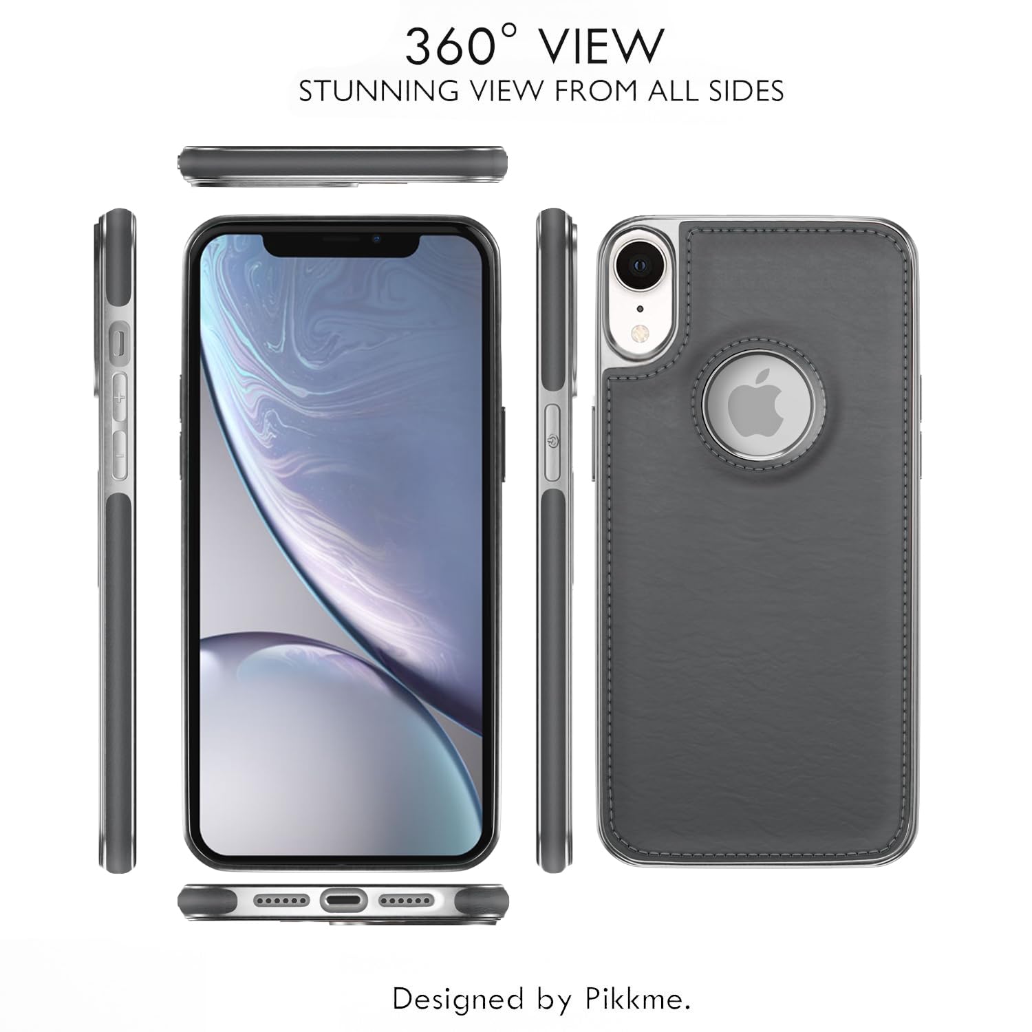 iPhone XR Leatherback phone cover in chrome grey by Pikkme – photo 3