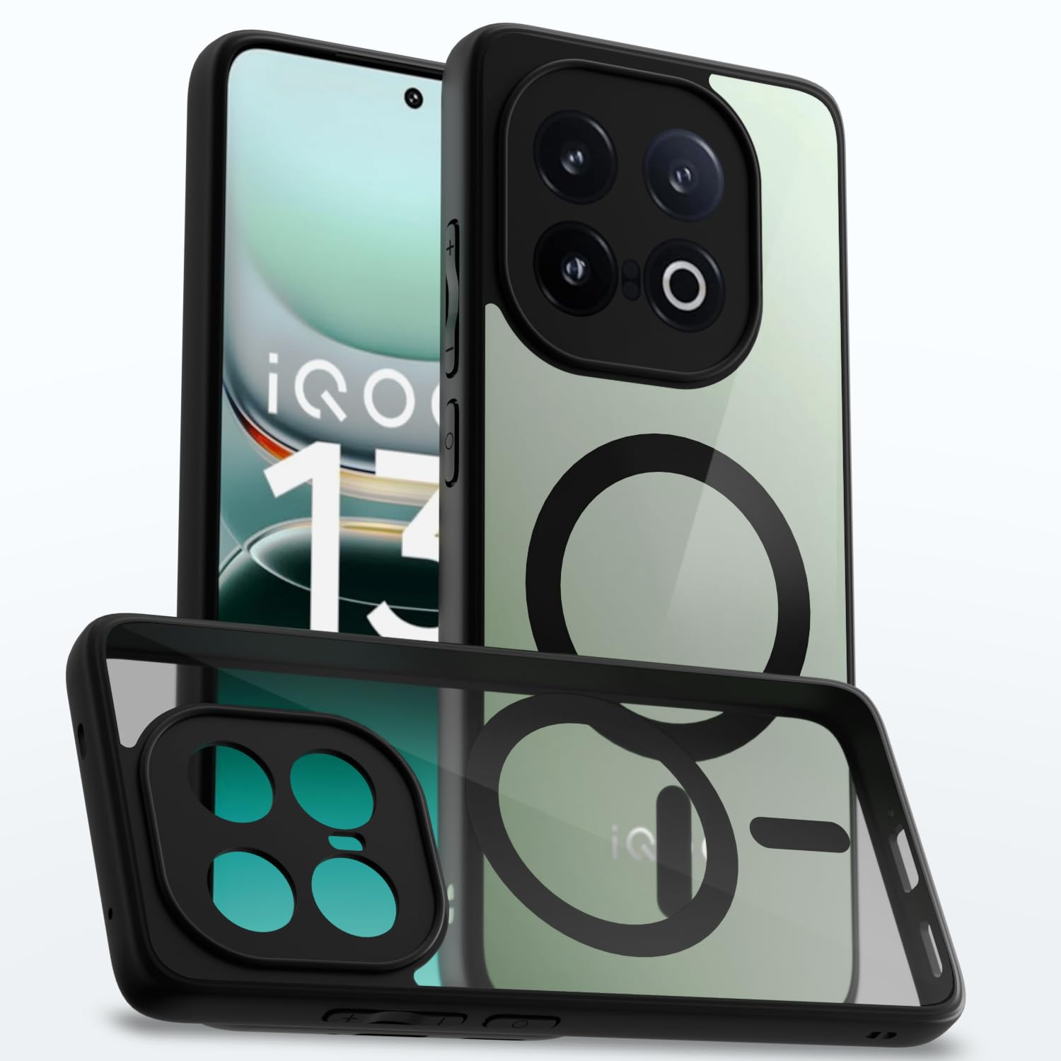 Pikkme black mag-safe mobile cover for iQOO 13 5G