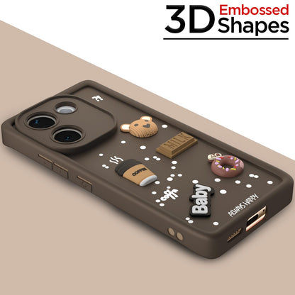 Pikkme Vivo T3 Pro 5G / iQOO Z9s Pro 5G  Cute Fun Cartoon 3D Bear Coffee Back Cover (Brown)