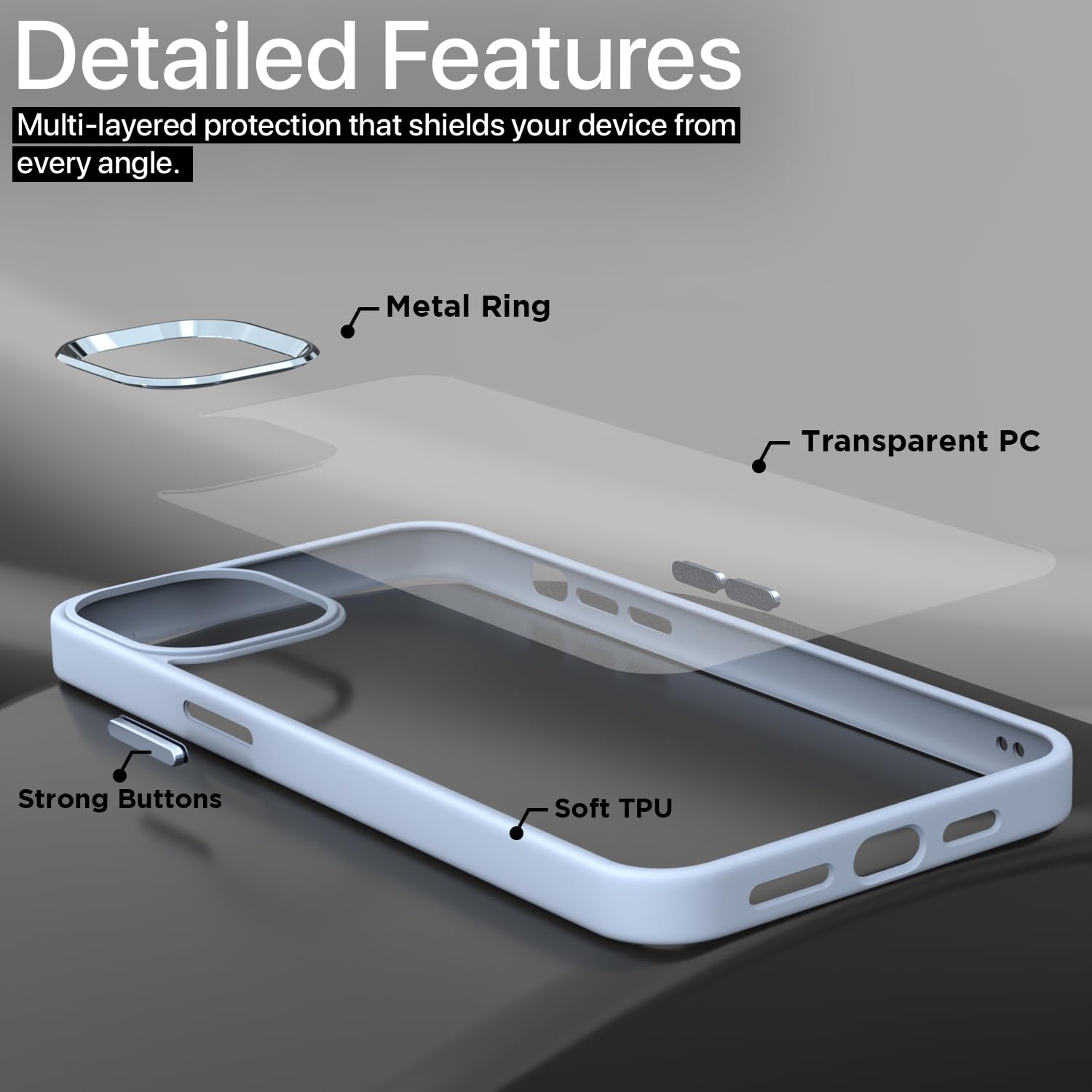 Pikkme iPhone 11 Electroplated Crome Metal Ring Back Cover (Sierra Blue)