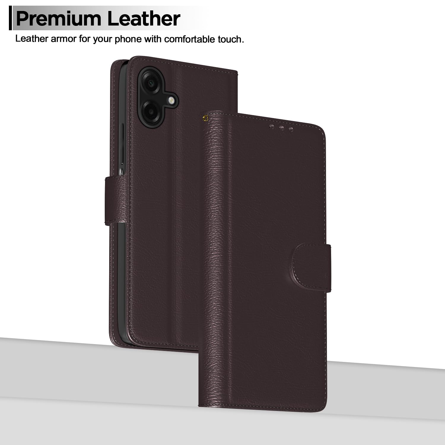 Samsung A06 wallet flip cover in coffee by Pikkme – photo 2